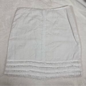 Tommy Bahama White Fringe Cotton Linen Mini Skirt size 6